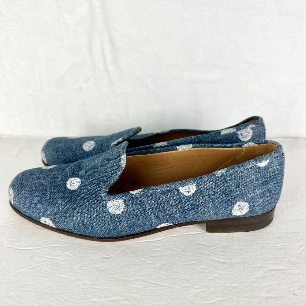 Stubbs & Wooton Womens Polka Dot Denim Loafers Limited Edition Size 6.5 Slip On